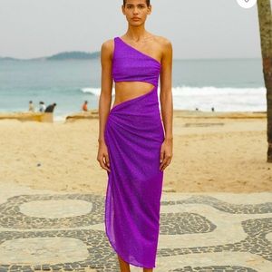Baobab Collection Purple One-Shoulder Midi Dress